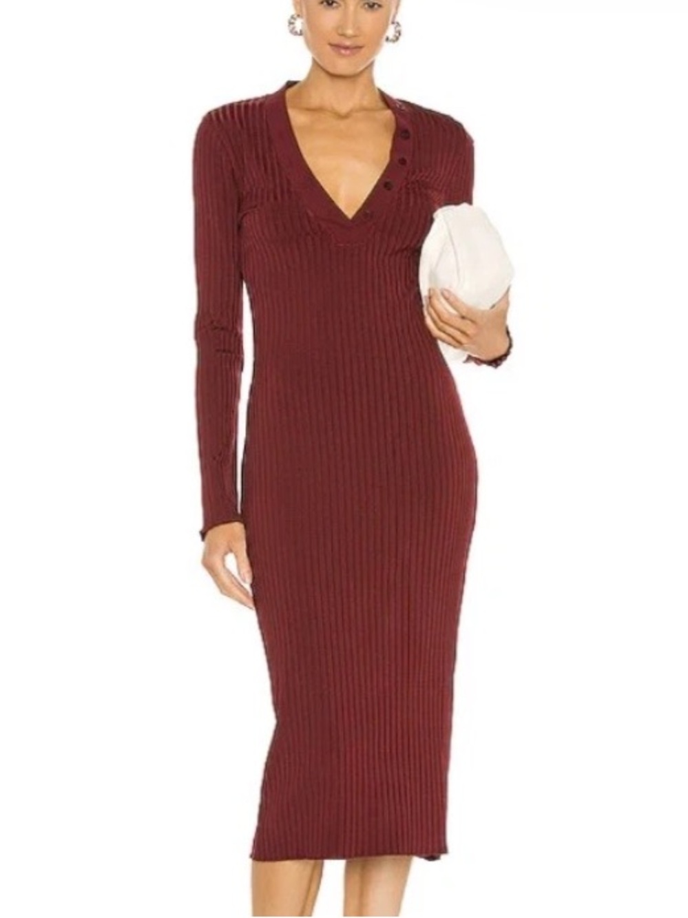 L’ACADEMIE The Clarissa Midi Dress ripped burgundy maxi dress size small